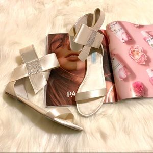 Betsey Johnson Satin Ankle Bow Sandals